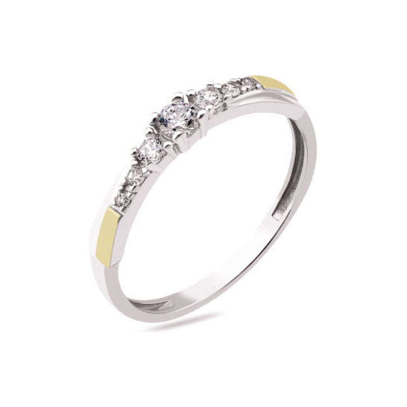 Pierścionek srebrny NOBLE z cyrkoniami i złotymi blaszkami PX 1082_AU375 blaszka gold