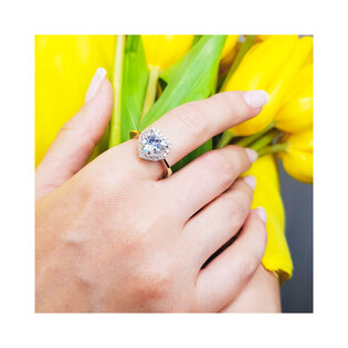 Pierścionek srebrny serce z cyrkonią i złota blaszka PX 693_AU375 blaszka gold