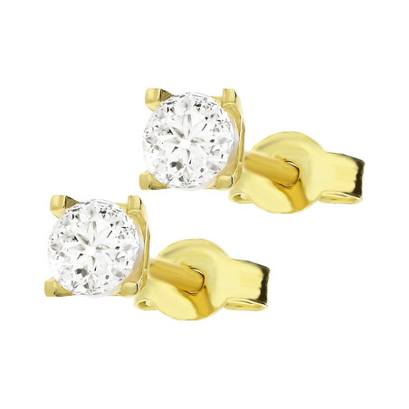 Kolczyki złote z cyrkonią 4 mm w czterech łapkach