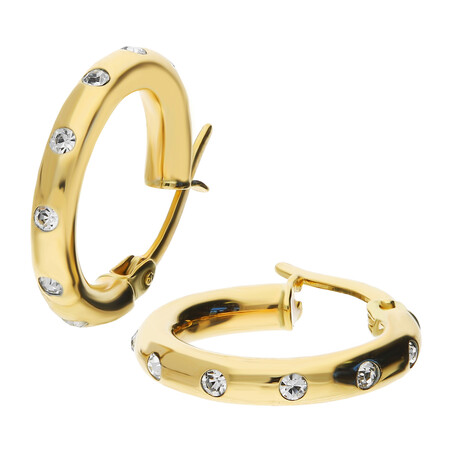 Kolczyki złote kółka rurka z cyrkoniami