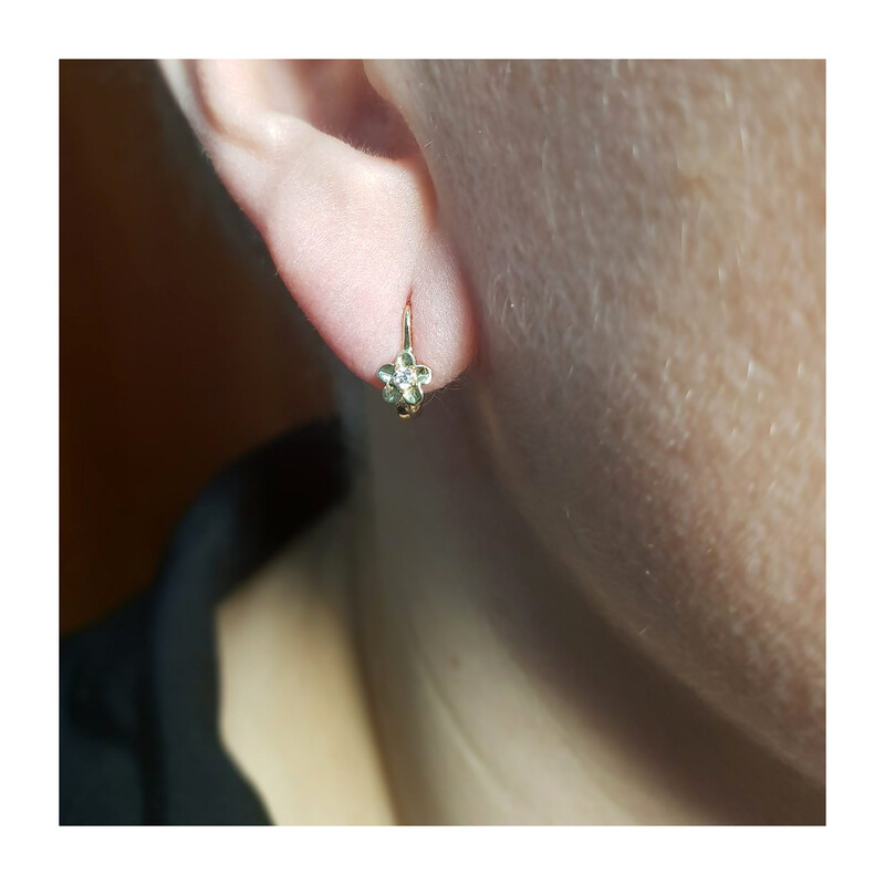 Kolczyki złote kwiatek z cyrkonią MZ T5-E-CK16-CZ próba 585