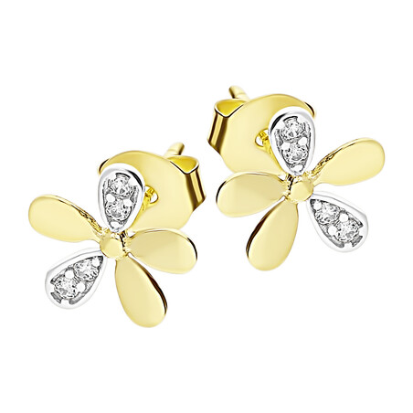 Kolczyki złote kwiat z cyrkoniami/sztyft MZ T5-ES-287-CZ próba 585