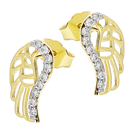 Kolczyki złote ażurowe skrzydła z cyrkoniami MZ T23-EP-292-CZ próba 375