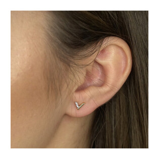 Kolczyki złote dziecięce literka V  z cyrkoniami SIMPLE T5-ES-139-CZ Au 585