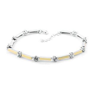 Bransoleta srebrna cyrkonie i złote blaszki PX 884_AU375 blaszka gold