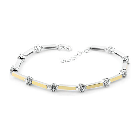 Bransoleta srebrna cyrkonie i złote blaszki PX 884_AU375 blaszka gold