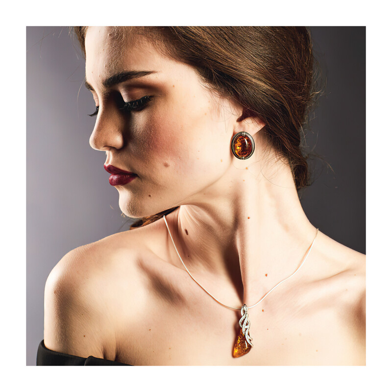 Kolczyki owal bursztyn kon.+bead w koło/a PX 407_AU375 blaszka gold