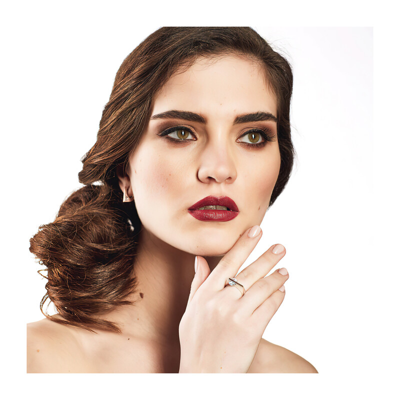 Pierścionek cyrkonia za pałką AG PX 465_AU375 blaszka gold