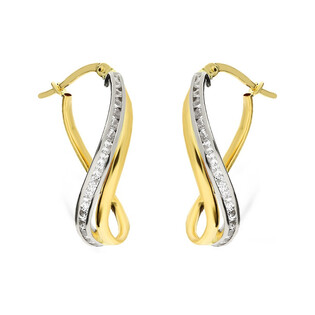 Kolczyki złote ósemki z rzędem białych cyrkonii/ang.zap. AR I3CTE200712-YW-FCZ próba 585