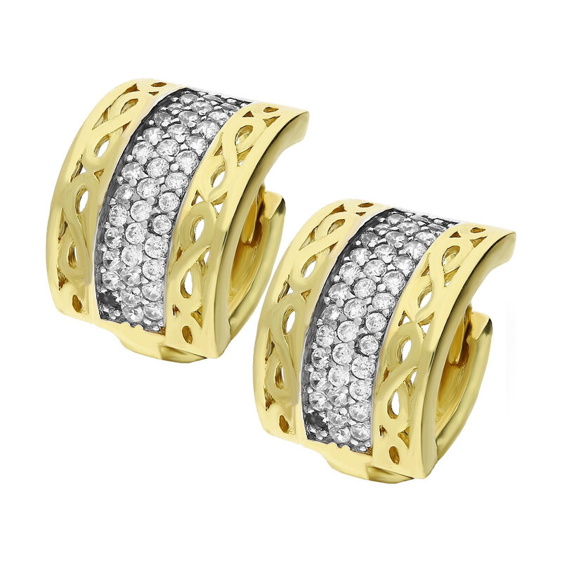 Kolczyki złote infinity po bokach i cyrkonie/zatrzak S3 KH-101 próba 375