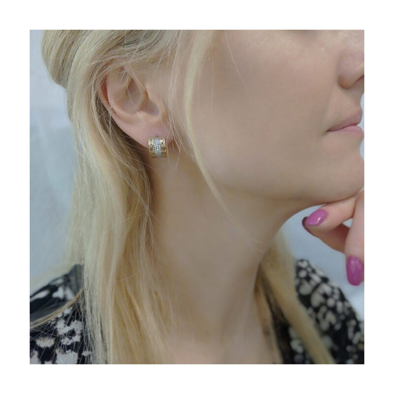 Kolczyki złote infinity po bokach i cyrkonie/zatrzak S3 KH-101 próba 375