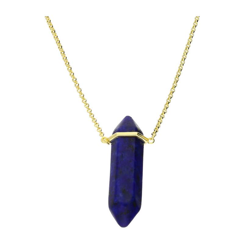 Naszyjnik pozłacany z lapis lazuli/rolo AT435-SA GOLD próba 925
