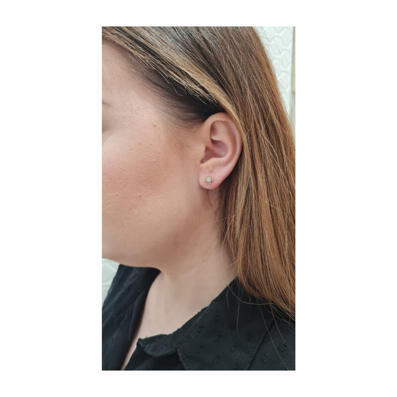 Kolczyki złote ażurowe kwiatki z cyrkoniami nr MZ T5-ES-733-CZ próba 585 Sezam - 1