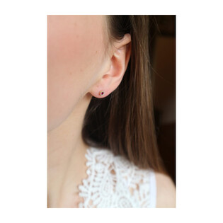 Kolczyki złote czerwona cyrkonia w oprawie bead/sztyft NB NK236 RB BEADS próba 375