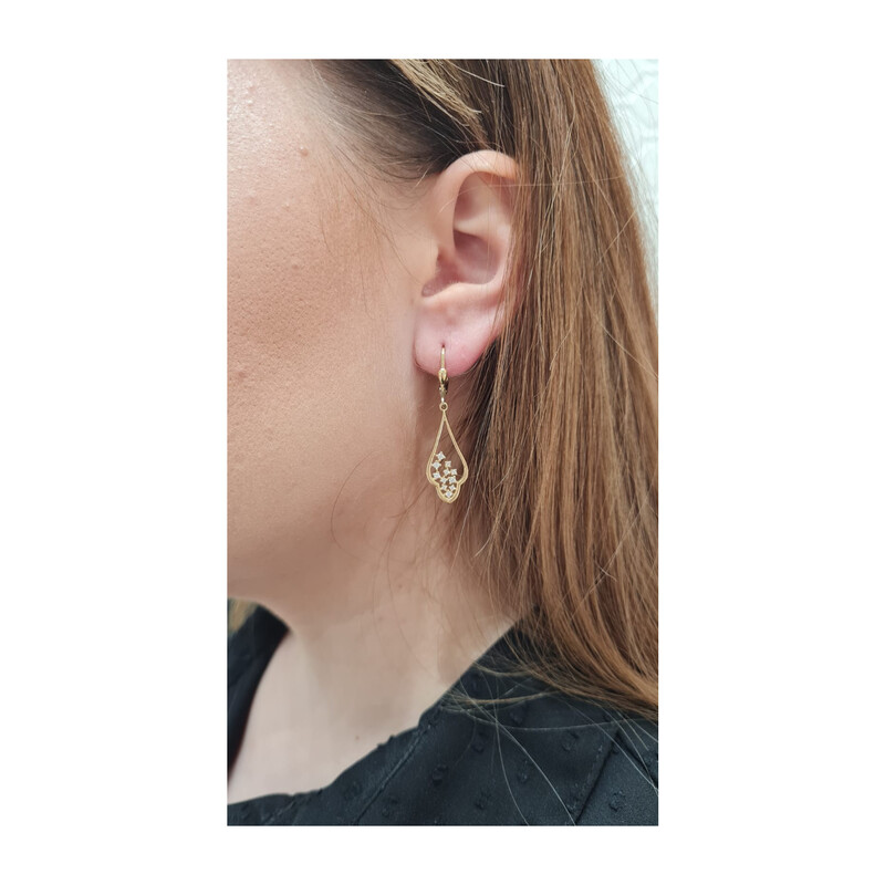 Kolczyki złote cyrkonie w ażurowej ramce/big.zam. S3 AUE-8100 próba 375