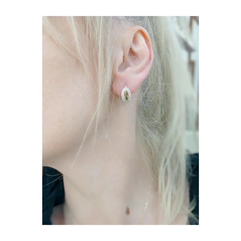 Kolczyki złote owal blask z cyrkoniami wokół/big.zam. S3 ELY-0032 próba 585