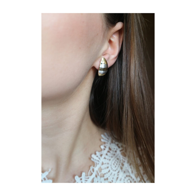 Kolczyki złote blaszki beczułki satynowe/ang.zap. S3 GZ4-21 próba 585