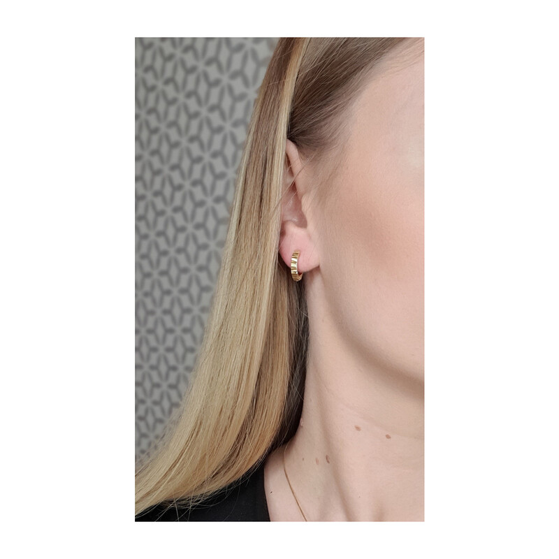 Kolczyki złote grawerowane blaszki przecinki/ang.zap. S3 OYH-26-1 próba 585