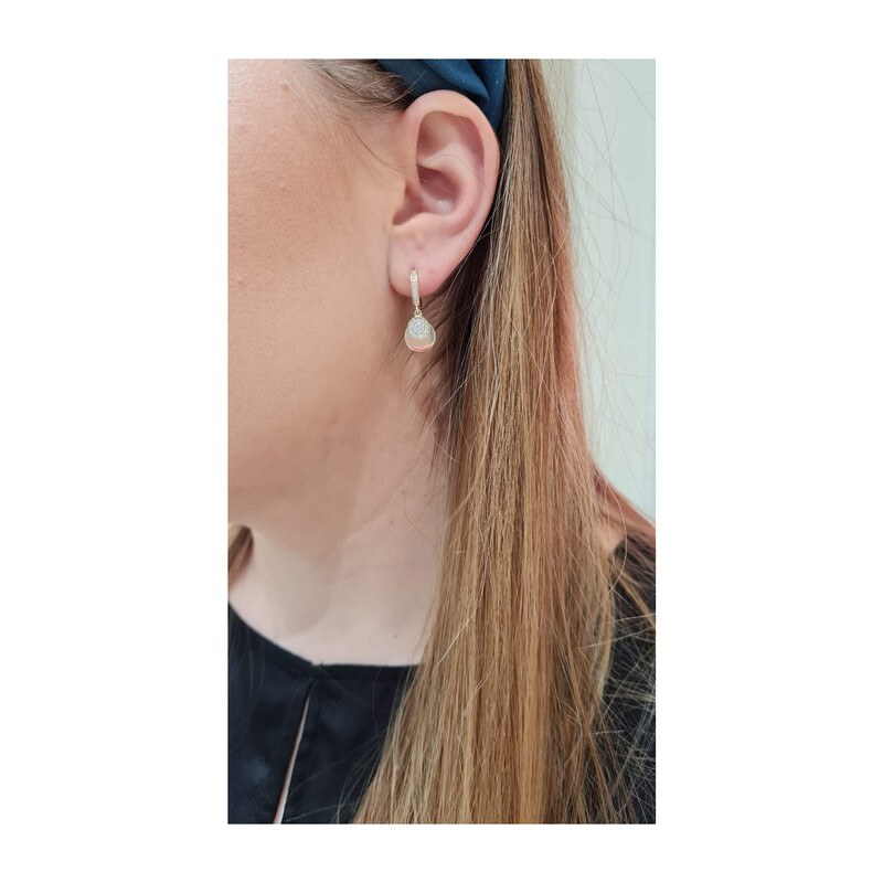 Kolczyki złote kółko z dwoma krążkami/zatrzask  MZ T45-E-FK-1667-YW-CZ próba 375