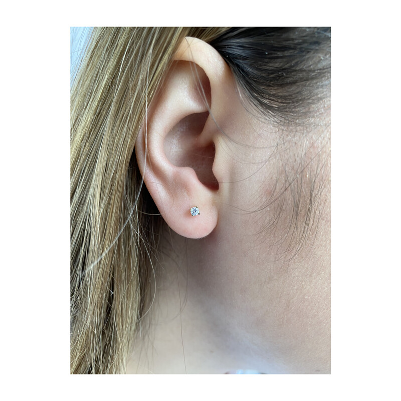 Kolczyki złote z białą cyrkonią 2,5mm/sztyft  MZ T5-E-OS-1-2,50mm-CZ próba 585