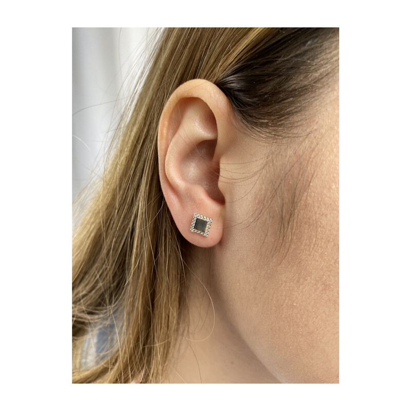 Kolczyki złote kwadrat blask z białymi cyrkoniami/sztyft MZ T5-ES-935-CZ próba 375