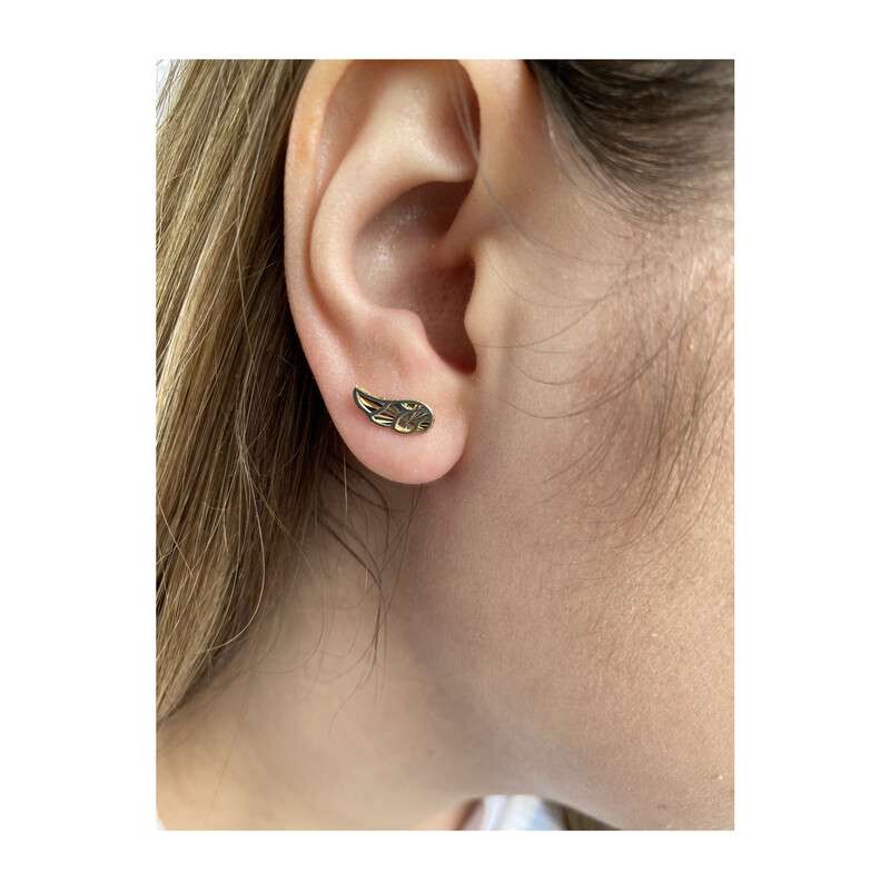 Kolczyki złote skrzydła grawerowane/sztyft MZ T23-EP-0218-7-LZ próba 585