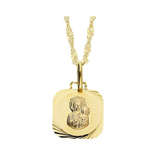 Złoty medalik MB Częstochowska z dopasowanym łańcuszkiem M2 M-0590-KM487+G2SIN 025 9K