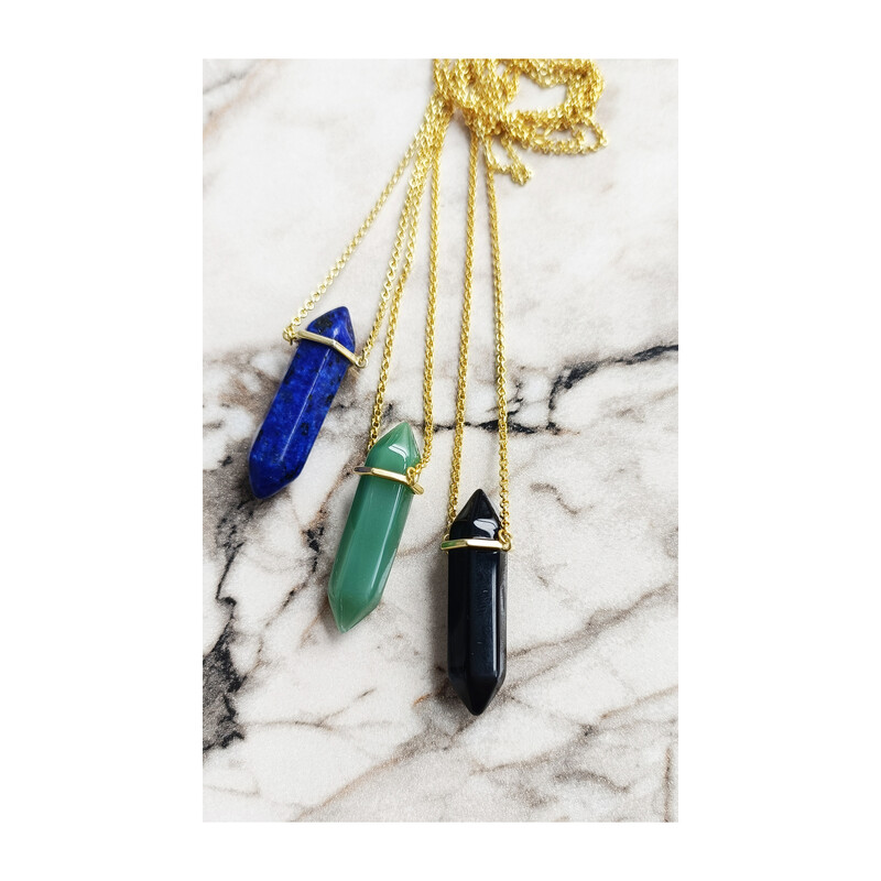 Naszyjnik pozłacany z lapis lazuli/rolo AT435-SA GOLD próba 925