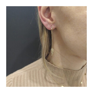 Kolczyki złote skrzydło ażur na łańcuszku/dł.big nr S3 MLE-1052-1 próba 585