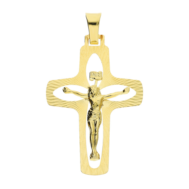 Krzyżyk złoty ażurowy z wizerunkiem Pana Jezusa CB C-558 próba 585