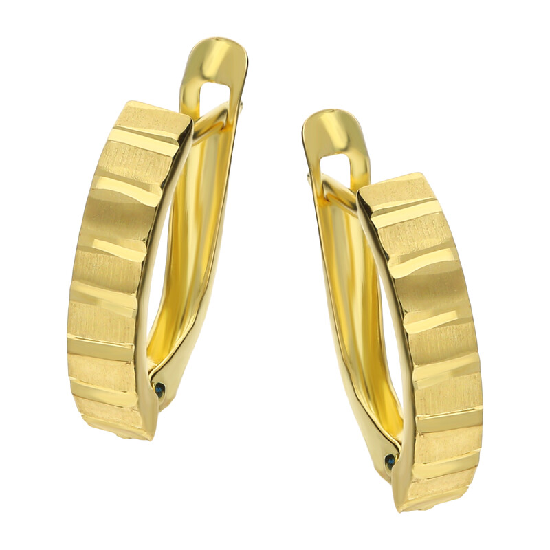 Kolczyki złote grawerowane blaszki przecinki/ang.zap. S3 OYH-26-1 próba 585