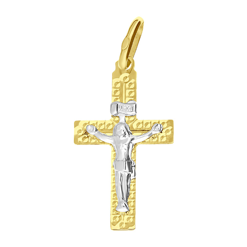 Krzyżyk złoty żłobiony z wizerunkiem Pana Jezusa BC C-774 próba 585