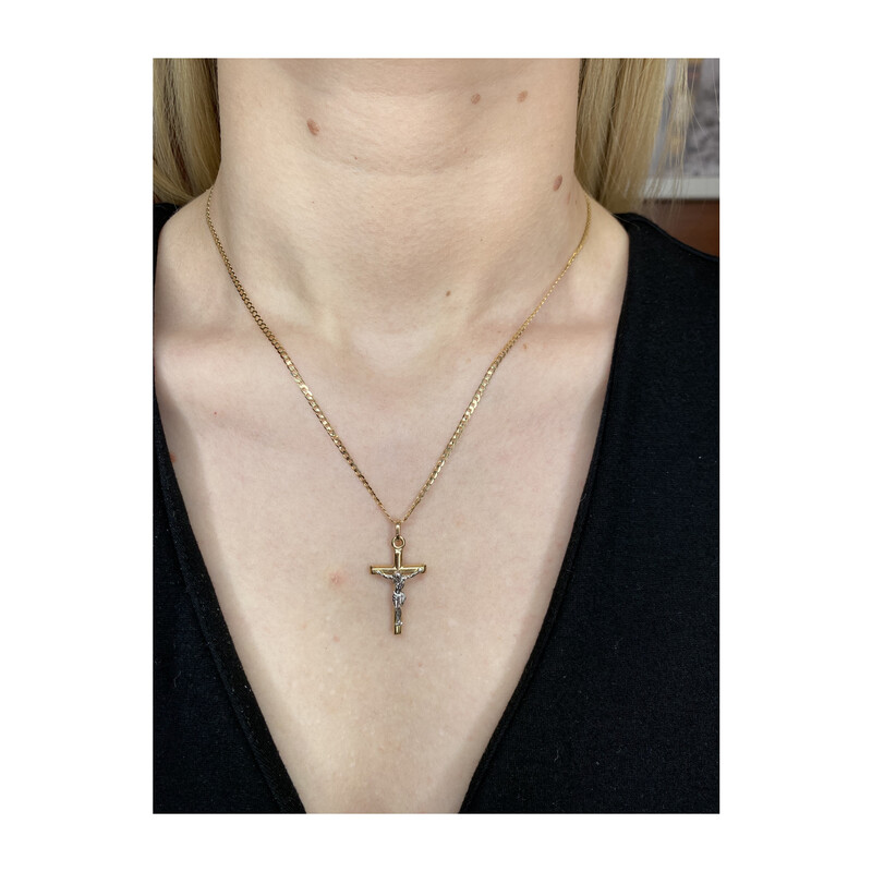 Krzyżyk złoty wizerunek rurka boki ścięte CB C-813 próba 585