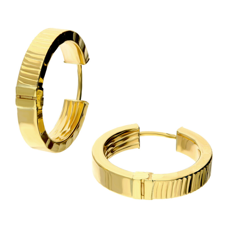 Kolczyki złote płaskie kółka z grawerem 20mm/zatrzask AR VXXDCRCTH0002X4-15-336 próba 375