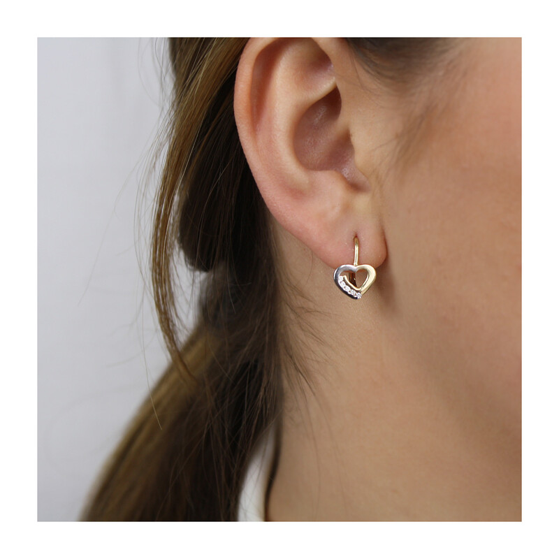 Kolczyki złote dla dziewczynki serce z cyrkoniami/big.zam. AR VXCE205009-YW-FCZ próba 585