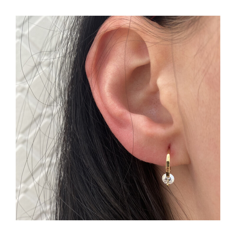 Kolczyki złote kółka z cyrkonią, próba 585