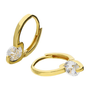 Kolczyki złote kółko 10 mm z cyrkonią/zatrzask  AR I5HCE6547-FCZ próba 585