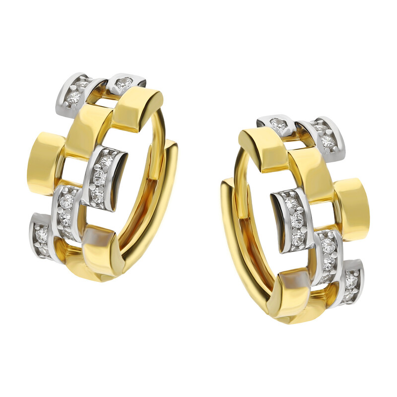 Kolczyki złote kółka płotek z cyrkoniami 10 mm/zatrzask AR VX7-VX6ZH200191-YW próba 585