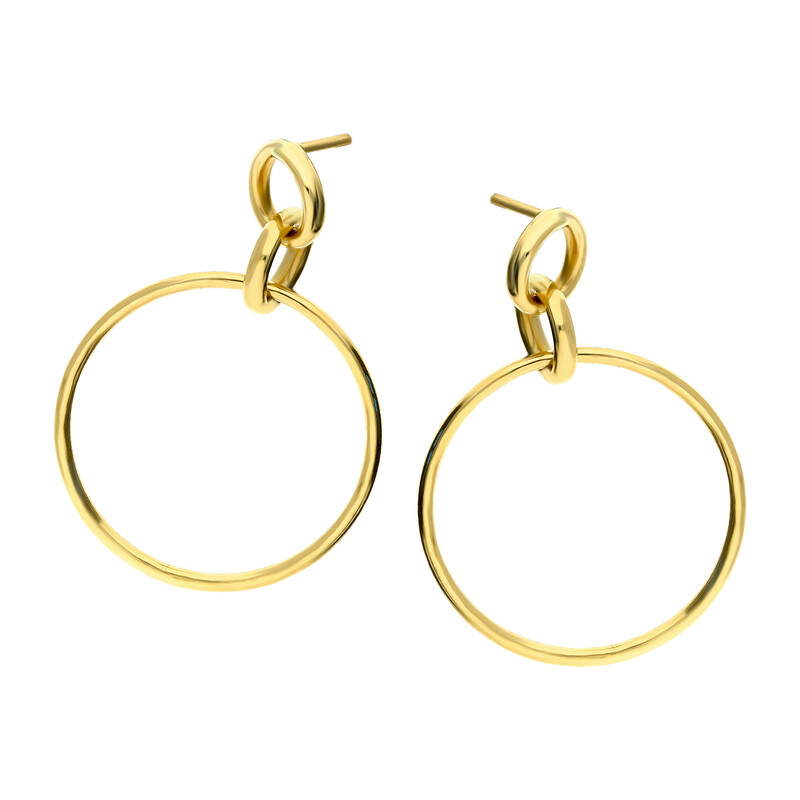 Kolczyki złote kółko ramka z dwoma kółkami/sztyft AR X3TE13496 próba 585