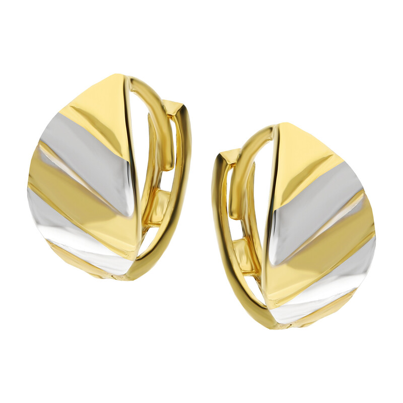 Kolczyki złote blaszki z ukośnymi paskami/zatrzask  AR X3NHUE502234-YW próba 585