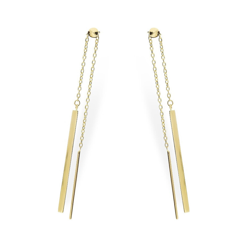 Kolczyki złote pałka na łańcuszku/przeciągane AR X3TE10216 próba 585