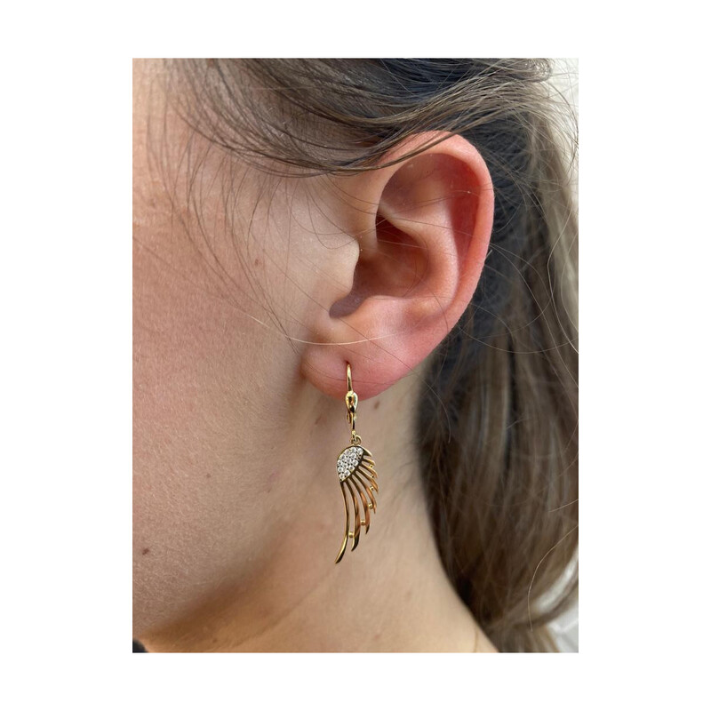 Kolczyki złote ażurowe skrzydło z cyrkoniami/big.zam. S3 AUE-8089 próba 375