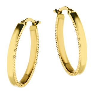 Kolczyki złote owalne kółka z grawerowanymi bokami/ang.zap.  AR XXTE13784 próba 585