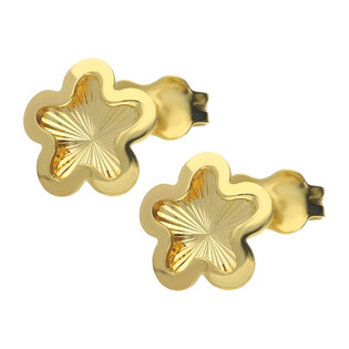 Kolczyki złote kwiat z grawerowanym środkiem/sztyft AR X5DCLKE2379 próba 375