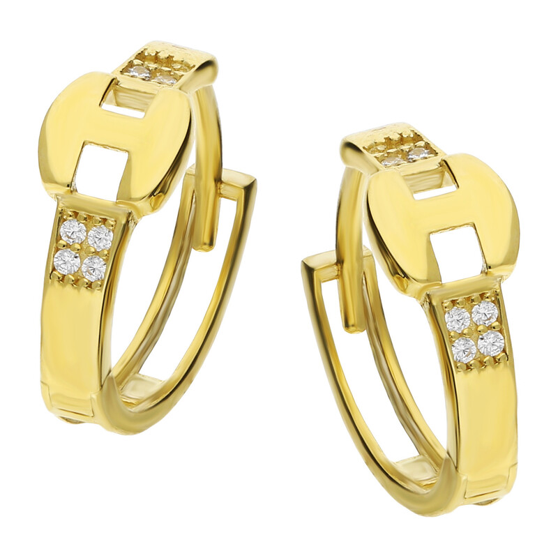 Kolczyki złote kółko 12 mmz cyrkoniami/zatrzask AR X9-X8ZH0202-FCZ próba 375