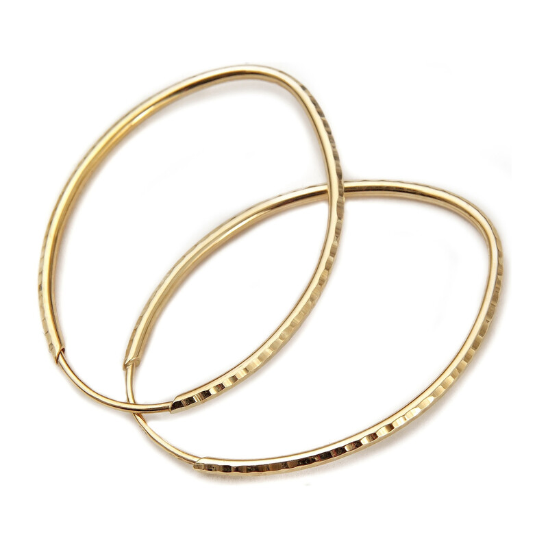 Kolczyki złote kółka szarniry owalne grawerowane 25 mm AR XDCLTE0180 próba 375