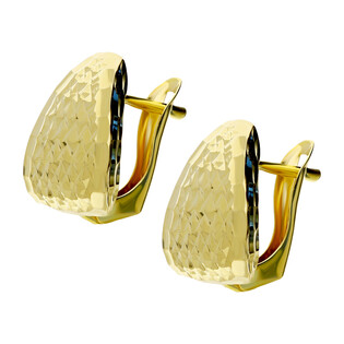 Kolczyki złote trójkątne grawerowane blaszki/ang.zap. AR XFUE0306-DC-2 próba 375