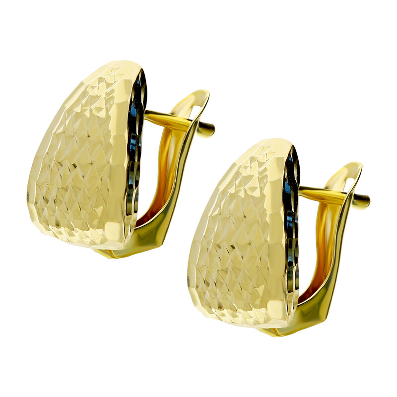 Kolczyki złote trójkątne grawerowane blaszki/ang.zap. AR XFUE0306-DC-2 próba 375