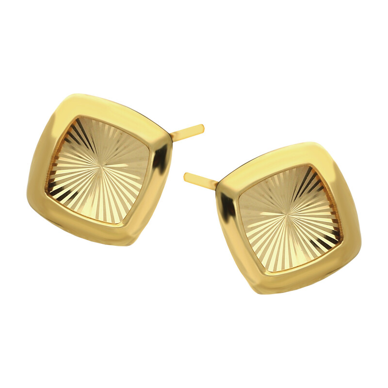 Kolczyki złote kwadrat z grawerowanym środkiem/sztyft AR VX3DCLKE2374 próba 375