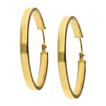 Kolczyki złote płaskie kółka z grawerowanymi krawędziami/ang.zap. AR XTE13782 próba 375